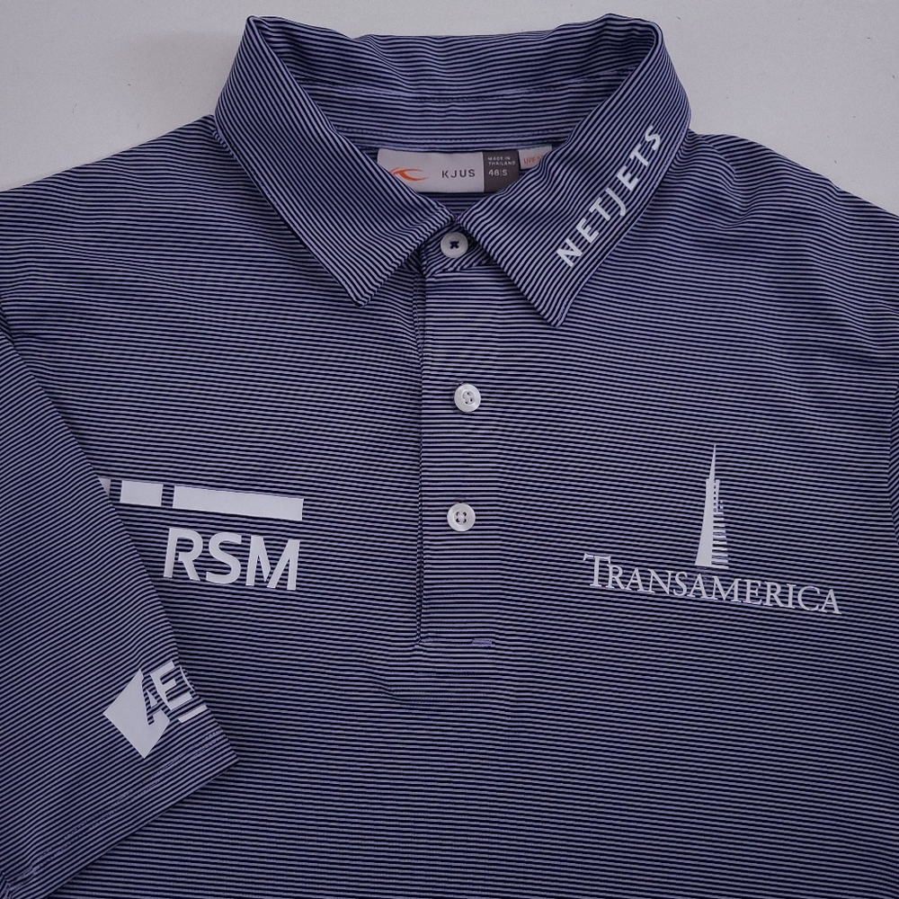 KJUS Zach Johnson Performance Striped Golf Pro Polo Shirt S
